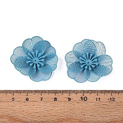 スプレー塗装された鉄ビーズキャップ  花  ライトスカイブルー  34~36x34~36x4.5~7mm  穴：0.8~1mm&nbsp;IFIN-N013-05B