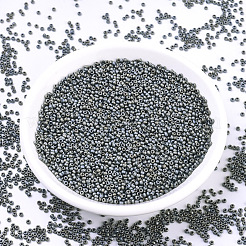 MIYUKIラウンドロカイユビーズ  日本製シードビーズ  （rr2002)マットメタリックシルバーグレー  11/0  2x1.3mm  穴：0.8mm  約1100PCS /ボトル  10 G /ボトル&nbsp;SEED-JP0008-RR2002
