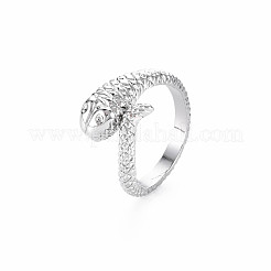 Snake Shape Rack Plating Alloy Cuff Rings&nbsp;RJEW-Q163-033B-RS