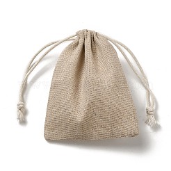 長方形の布包装袋  巾着袋  淡い茶色  11.8x8.75x0.55cm&nbsp;ABAG-A008-01B-11