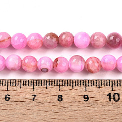 天然石ペルシア翡翠ビーズ連売り  ラウンド  染め  パールピンク  6~7mm  穴：1.2mm  約62~65個/連  14.96~15.75インチ（38~40cm）&nbsp;G-A255-A02-01G