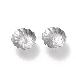 変色しない304ステンレススチールビーズキャップ  花弁のない  花  ステンレス鋼色  10x10x2.5mm  穴：1.2mm&nbsp;STAS-K194-07P-02