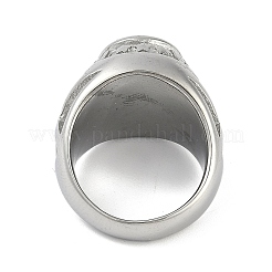 楕円形 304 ステンレススチール ガラス 指輪  男性用ワイドバンドリング  ステンレス鋼色  オーバル：15x12mm  内径：18mm&nbsp;RJEW-D083-13P-01