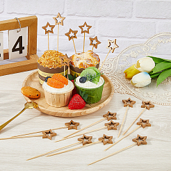 100Pcs Star Bamboo Cake Toppers with  Stick&nbsp;AJEW-CN0005-61