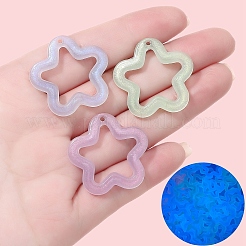 蓄光アクリルペンダント  暗闇で光る  星のチャーム  ランダムな色  30x30mm  穴：2mm  20個/袋&nbsp;LS-PW-WG82081-08