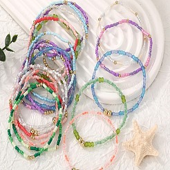 Glass Seed & Brass Bracelets&nbsp;BJEW-SW00155