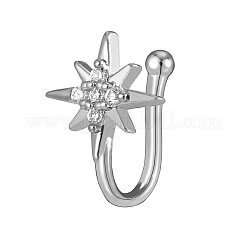 真鍮マイクロパヴェクリアキュービックジルコニアクリップオンノーズリング  プラチナ  スター  12mm  ピン：0.6mm&nbsp;WG43D72-17