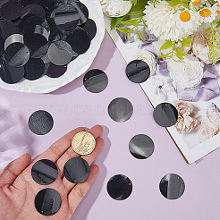 PVCプラスチックペンダント500個  フラットラウンド  ブラック  28.5x0.3mm  穴：1.4mm&nbsp;KY-GF0001-67A-04