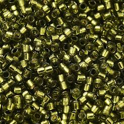 ガラスシードビーズ  銀並ぶ  シリンダー  オリーブドラブ  2x1.5mm  穴：1.4mm  約5599個/50g&nbsp;X-SEED-S042-04B-25