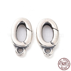 スターリングシルバー製スプリングゲートクラスプ925個  オーバル  アンティークシルバー  12x6.5x2mm  穴：1.2mm  内径：6x3mm&nbsp;STER-D036-12AS