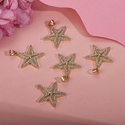 5個真鍮マイクロパヴェクリアキュービックジルコニアペンダント  ニッケルフリー  スター  16KGP本金メッキ  24x23x3mm  穴：3x5mm&nbsp;ZIRC-SZ0002-49