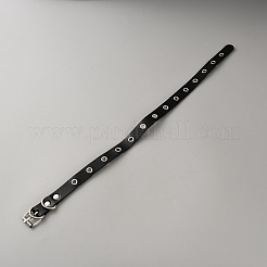 Punk Rock Style Alloy Rivet Imitation Leather Chocker Necklaces&nbsp;NJEW-WH20011-09P-01