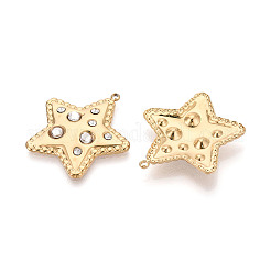 304ステンレススチール、ラインストーンペンダント付き  スターのチャーム  ゴールドカラー  クリスタル  27.2x25.8x2.5mm  穴：1.4mm&nbsp;STAS-T073-68A-G