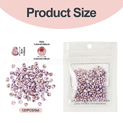 ピカソガラスシードビーズ  丸い穴  ティアドロップ  スミレ  5x4.5x4mm  穴：1.4mm  120個/セット&nbsp;SEED-TADJ0001-05I