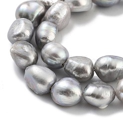 染色天然淡水パールビーズ連売り  研磨両側  グレード3 A  ライトグレー  9~10mm  穴：0.7mm  約17~18個/連  6.69~6.89インチ（17~17.5cm）&nbsp;PEAR-P062-30C