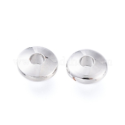 ラックメッキ真鍮フラットラウンドスペーサービーズ  プラチナ  5x2mm  穴：1mm&nbsp;KK-M085-21P-NR
