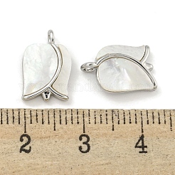 真鍮パヴェ貝殻バラの花チャーム  プラチナ  13x8x2.5mm  穴：1.8mm&nbsp;KK-Q820-17P