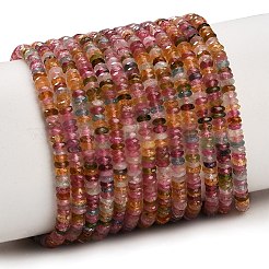 天然のマルチカラートルマリンビーズ連売り  多面カット  ロンデル  3.5x2mm  穴：0.5mm  約260個/連  15.39~15.59''（39.1~39.6センチメートル）&nbsp;GG-CBA4399-E01-01