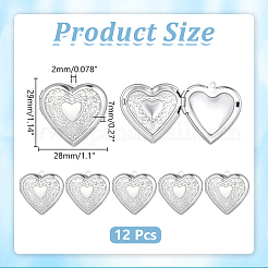 12Pcs 316 Stainless Steel Photo Locket Pendants&nbsp;STAS-HY0002-03