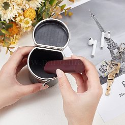 プラスチック製の口紅ボックス  鉄のパーツと  D字型  プラチナ  7x7.3x9.8cm&nbsp;CON-WH0080-66B