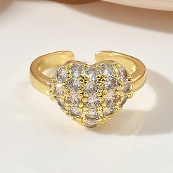 Brass Micro Pave Cubic Zirconia Cuff Open Rings&nbsp;RJEW-C163-03A-G