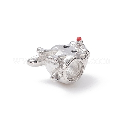クリスマステーマ合金エナメルヨーロッパビーズ  大穴ビーズ  プラチナ  鹿  12.5x10x10mm  穴：4.5mm&nbsp;MPDL-Q213-03P
