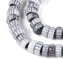 手作りミッレフィオーリガラスビーズ連売り  バレル  ホワイトスモーク  7.5~9x4mm  穴：1mm  約95~97個/連  14.76~14.96''（37.5~38センチメートル）&nbsp;X-LAMP-T021-27B-03