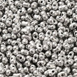 オペークガラスシードビーズ  ピーナッツ  銀  3.5~4x2~2.5x2~2.3mm  穴：0.8mm  約8000個/ポンド&nbsp;SEED-K009-06B-03