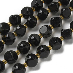 天然ブラックオニキス(染色&加熱)ビーズ連売り  シードビーズで  多面カット  サイコロ  8x8mm  穴：1.2mm  約39~42個/連  15.51''~15.75''（39.4~40センチメートル）&nbsp;G-K387-A03-02
