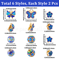 12Pcs 12 Styles Handmade Cloisonne Beads&nbsp;CLB-BBC0001-01