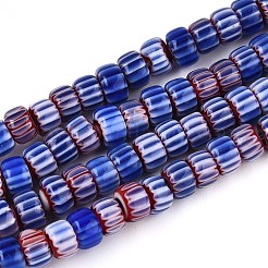 手作りのミルフィオリガラスのシェブロンビーズ連売り  バレル  ミックスカラー  6~6.5x4mm  穴：0.8mm  約96~97個/連  15.35~15.75''（39~40センチメートル）&nbsp;LAMP-T021-27A-M