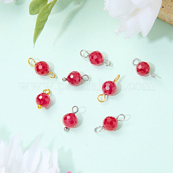 16Pcs 4 Styles Lab Grown Red Corundum Charms with July Birthstone Connector Charms&nbsp;PALLOY-SW00124