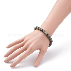 ナチュラルグリーンゼブラジャスパービーズブレスレット  ラウンド  3/8インチ（0.9cm）  内径：2-1/2インチ（6.3cm）&nbsp;BJEW-JB06470