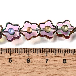 電気メッキ透明ガラスビーズ連売り  スター  カラフル  10.5x11x4mm  穴：0.6mm  約39個/連  15.75''（40センチメートル）&nbsp;GL-CBA98F0-09F