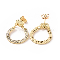Clear Cubic Zirconia Hollow Out Teardrop with Heart Dangle Stud Earrings&nbsp;EJEW-C008-06G