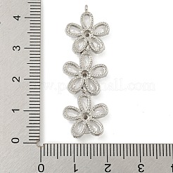 Brass Pave Clear Cubic Zirconia Three Flower Links Connector Charms&nbsp;X-KK-P277-51P