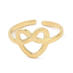 304 Stainless Steel Hollow Heart Open Cuff Ring for Women&nbsp;RJEW-I098-05G