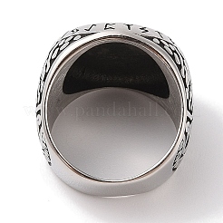 バイキング 304 ステンレススチール vegvisir 幅広指輪 男性用  アンティークシルバー  ラウンド  21mm  内径：19.2mm&nbsp;RJEW-U005-21A-03