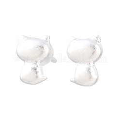 925スターリングシルバースタンドピアス  猫の形  マットシルバーカラー  8x5.5mm&nbsp;EJEW-C176-01B-MS