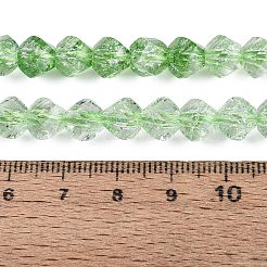 クラックル透明ガラスビーズ連売り  ツイスト  多面カット  薄緑  7~7.5x7~8x7~8mm  穴：1.2~1.4mm  約51~53個/連  14.57~15.35インチ（37~39cm）&nbsp;GLAA-N068-02A-05
