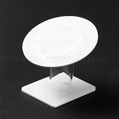 アクリル シングル ブレスレット ディスプレイ ライザー スタンド  フラットラウンド  ホワイト  トレイ：50mm  7.95x7.75x7.45cm&nbsp;BDIS-P004-01A