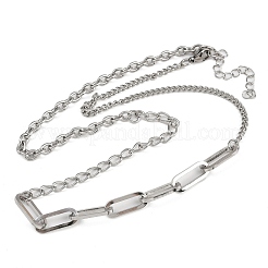 304 Stainless Steel Paperclip Chain Twisted Chain Cable Chain Necklaces for Women Men&nbsp;NJEW-A053-01P