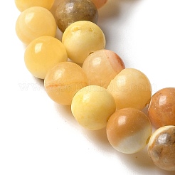 天然石イエロージェイド翡翠ビーズ連売り  ラウンド  8mm  穴：1.2mm  約46個/連  15''（38.1センチメートル）&nbsp;G-F591-17-8MM