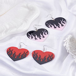 2 Pairs 2 Colors Acrylic Alloy Dangle Earrings&nbsp;EJEW-LP0001-85