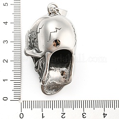 316lサージカルステンレスペンダント  スカルチャーム  アンティークシルバー  44.5x24x27mm  穴：9.5x7.5mm&nbsp;STAS-D012-06AS