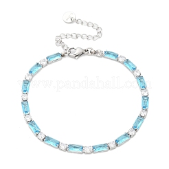 女性用304ステンレススチールラインストーンカップリンクブレスレット  ガラスと  ミックスカラー  6-3/4インチ（17.1cm）&nbsp;BJEW-F488-20P