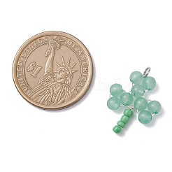 4Pcs 4 Styles Clover Dyed Natural Quartz Crystal & Carnelian & Green Aventurine & Amethyst Beaded Pendants&nbsp;PALLOY-TA00346