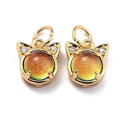 Brass Cubic Zirconia Charms&nbsp;ZIRC-H122-05G