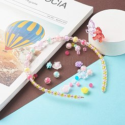 子供のためのDIYジュエリー製作キット  不透明および透明なアクリルビーズを含む  亜鉛合金カニカン  はさみ  アイアン丸カン＆ヘアバンドのパーツ＆ボールチープ  プラスチック製ピアスキャッチ  ミックスカラー  ビーズ：350~377個/セット&nbsp;DIY-YW0003-62