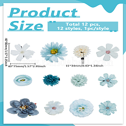 シルククロスと合金のワニ革ヘアクリップ1セット  花  ライトスカイブルー  40~75x40~80x11~34mm&nbsp;PHAR-LP0003-009B